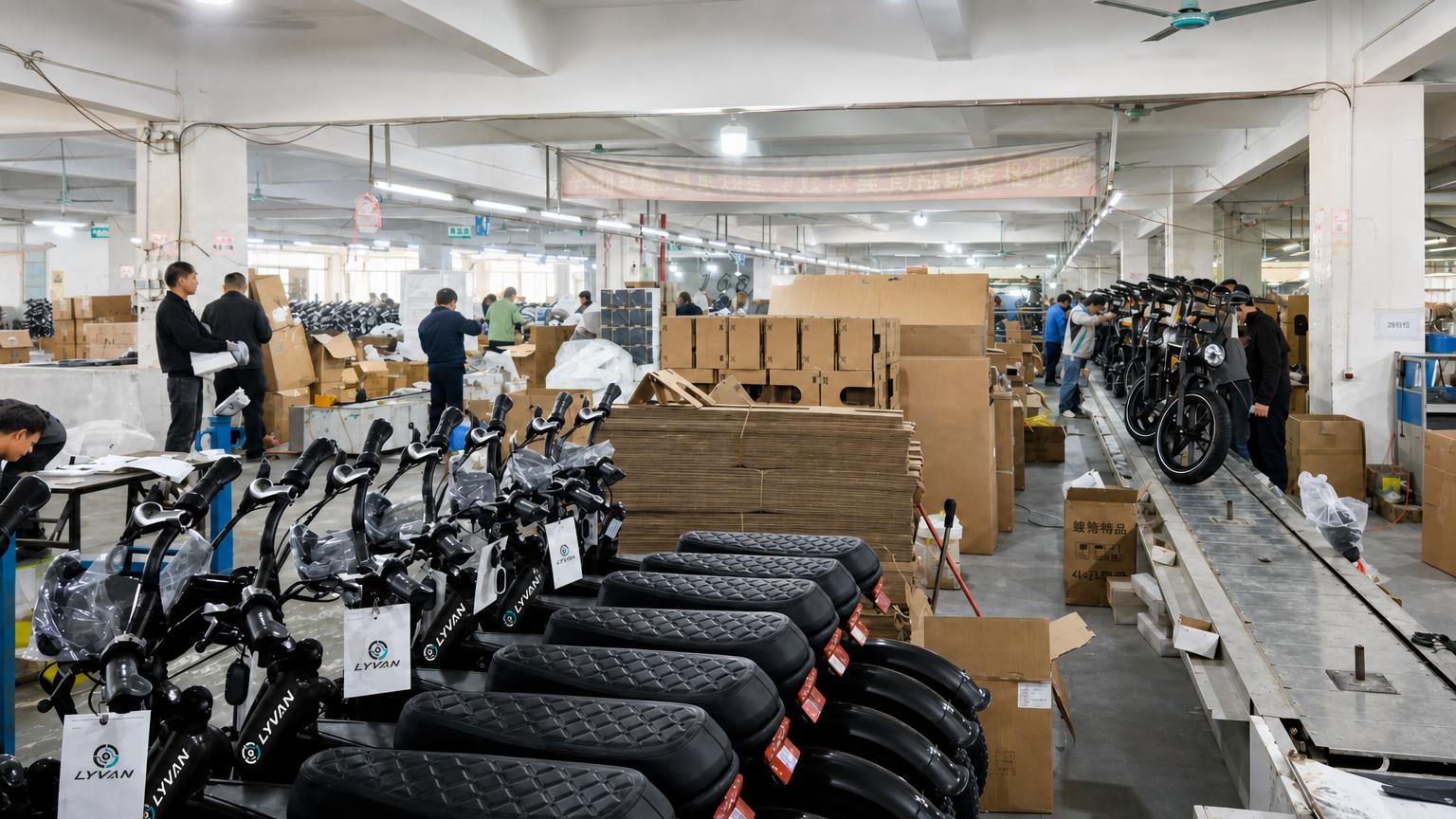 Real LYVAN electric bicycle assembly line